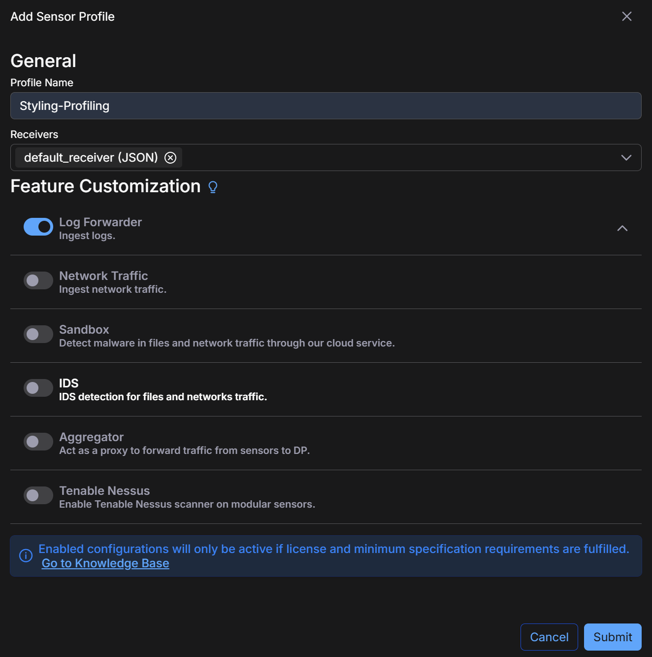 Add Sensor Profile