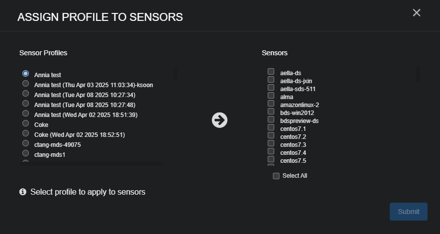 Sensor Assign Profile