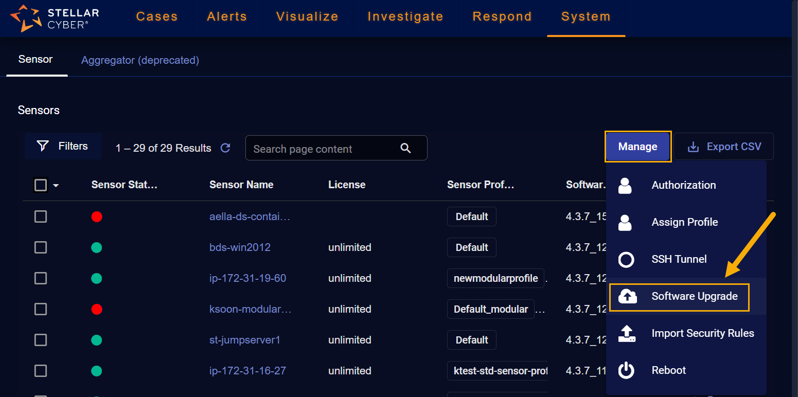 Upgrading Device Sensors to Stellar Cyber 5.2.2009/Ubuntu 22.04